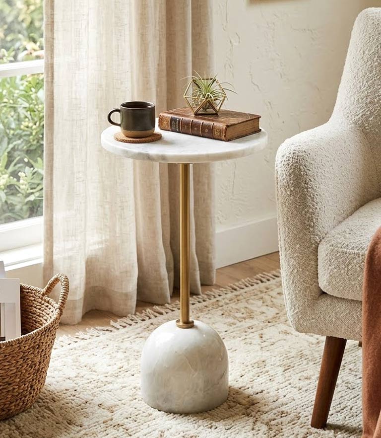 Poise White Accent Table