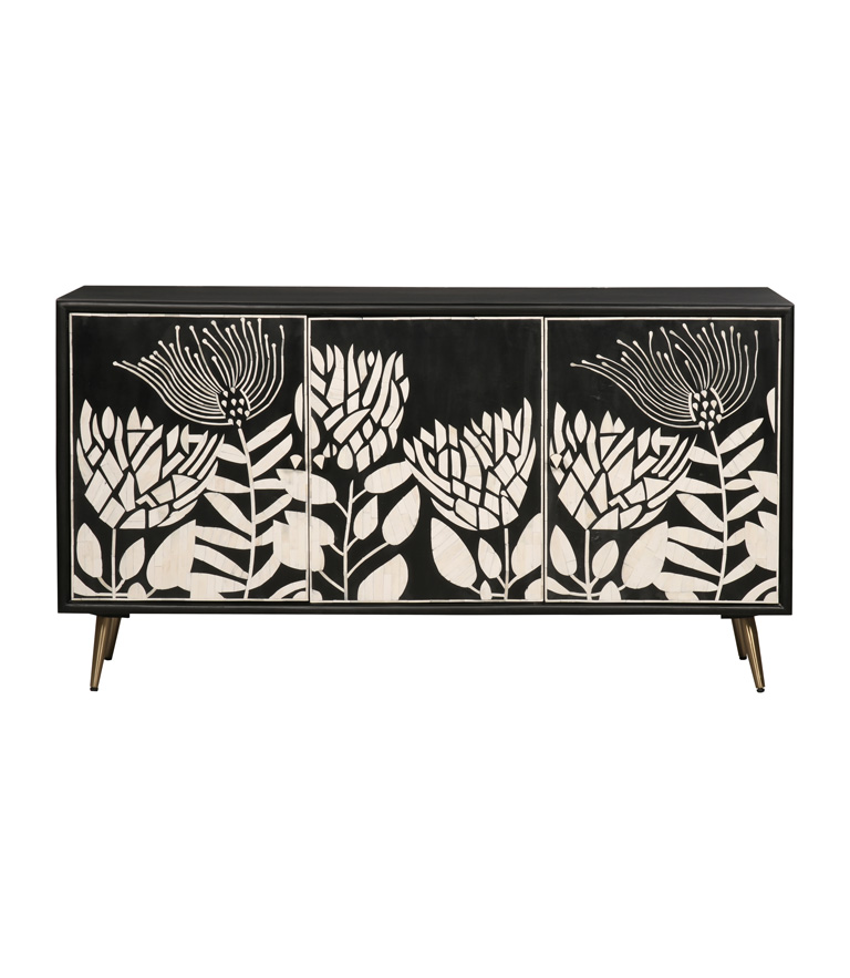 Midnight Bloom 3-Door Sideboard
